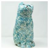 HAND MADE BLUE FLORAL CERAMIC CAT