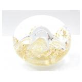 GLASS STAR PAPERWEIGHT W/ GOLD DUST INCLUSIONS