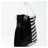 ZEBRA PRINT ART GLASS HANDBAG VASE