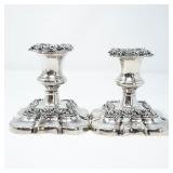 PAIR BIRKS REGENCY PLATE WEIGHTED CANDLE STICKS