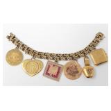 14KT GOLD BRACELET W/ 14K & 18K CHARMS 128g
