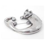 925 SILVER LARGE CAT BROOCH 40.3g