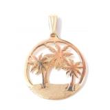 14KT GOLD PALM TREES PENDANT 3.7g