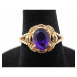 14KT GOLD AMETHYST RING W/ FILIGREE DETAIL $695