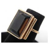 14KT GOLD & SMOKY QUARTZ RING $950