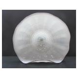 WALL-MOUNTED RUFFLED OPALINE WHITE GLASS PLATE