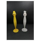 PAIR OF BIMINI STRIPED GLASS 'FISH BUD' VASES