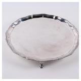 14'ENGLISH STERLING SILVER FOOTED SALVER 1.210kg
