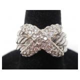 DAVID YURMAN 18KT & 925 CROSSOVER DIAMOND RING