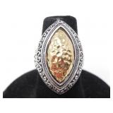 18KT GOLD & 925 SILVER RING 8g