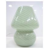 MURANO STYLE GREEN/WHITE SWIRL GLASS MUSHROOM LAMP