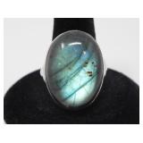 925 SILVER & LABRADORITE RING 15.4g