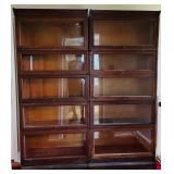 PAIR OAK STACKING BASSISTER BOOKCASES