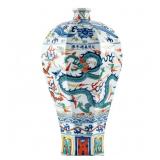 WUCAI OCTAGONAL DRAGON MEIPING VASE
