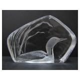 SIGNED M JONASSON CRYSTAL MALLARD PAPERWEIGHT