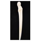 WALRUS TUSK CARVED INUIT WOMAN HANDLE 10.5'