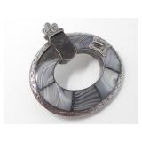 19thC SILVER SCOTTISH PEBBLE BROOCH 21.3g