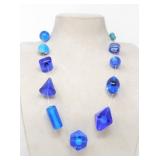 SENT MURANO 23' BLUE GLASS BEAD NECKLACE