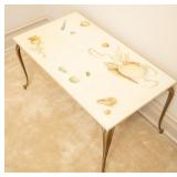 GLIDED WORUGHT IRON MARBLE TOP COFFEE TABLE