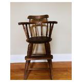 DARK WOOD STCK BACK HIGH CHAIR