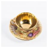 AYNSLEY SIGNED ORCHARD GOLD CUP AND SAUCER SET
