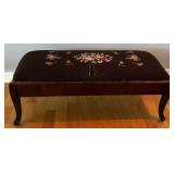 FLORAL NEEDLEPOINT UPHOLSTERED FOOT STOOL