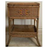 VICTORIAN STYLE ROPE WICKER SEWING STAND W/ LOWER