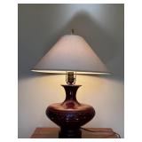 OXBLOOD CERAMIC BASE TABLE LAMP WITH SHADE