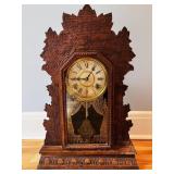 WILLIAM GILBERT OAK 'GINGERBREAD' MANTEL CLOCK