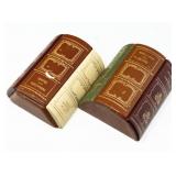 PAIR OF BOOK-FORM FAUX LEATHER BOOKENDS