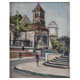 PAUL FERON PARIS STREET SCENE OIL PAINTING