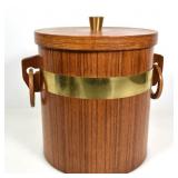 TEAK AND BRASS ICE BUCKET