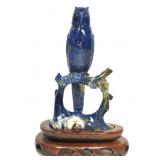 HAND CARVED SODALITE OWL FIGURINE