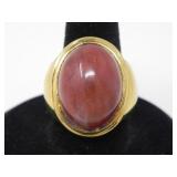 BADAVICI 925 GILT SILVER & CARNELIAN RING 15g
