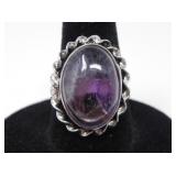 925 SILVER & PURPLE STONE RING 6g