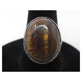 925 SILVER & TIGER'S EYE RING 5.9g