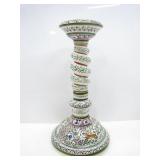 COIMBRA HANDPAINTED CERAMIC PEDESTAL CANDLE HOLDER