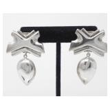 STERLING SILVER X DROP CLIP ON EARRINGS 28.1g
