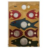 VINTAGE WOODEN FISH TOSS GAME BOARD