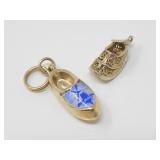 TWO 14KT GOLD DUTCH CLOG CHARMS $395
