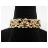 14KT GOLD DIAMOND & SAPPHIRE FLOWER RING $1,250