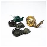 BRASS/BRONZE TONE SNAIL/FROG TEALIGHTS, SNAIL BELL
