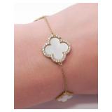 925 GILT SILVER & M.O.P. QUATREFOIL BRACELET 3.8g