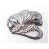 925 SILVER & WHITE PASTE STYLISTIC BROOCH 10g