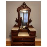 ANTIQUE VICTORIAN STYLE WALNUT DROP-WELL DRESSER