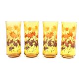 LIBBEY AMBER GLASS MAPLE LEAF MCM TUMBLERS