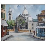 PAUL FERON MONTMARTRE STREET SCENE OIL PAINTING