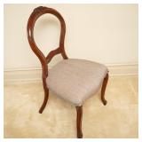 VICTORIAN STYLE BALLOON BACK CHAIR, UPHOLSTERED
