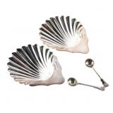 ENGLISH STERLING SALT CELLARS WITH SPOONS 28.1g