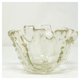 GREEN TINT ART GLASS BOWL GEOMETRIC SPLASH BOWL
